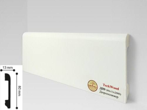 Плинтус напольный из полимера ультравысокой плотности TeckWood Белый ДП9 80х13х2000мм